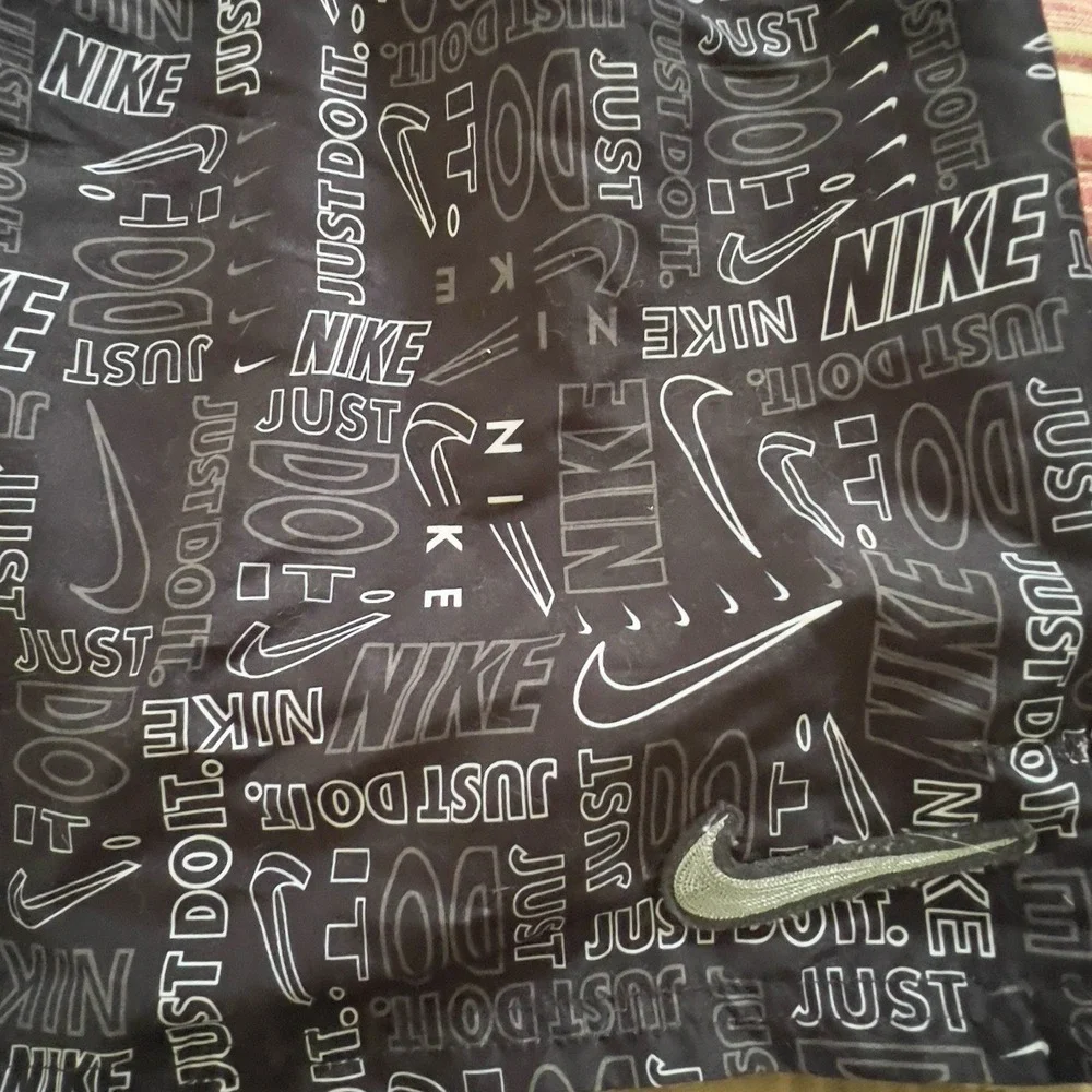 Nike Just Do‎ It All Over Print Black Swim Trunks Shorts Men's Sz XL 5